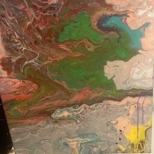 Painting acrylic paint on streched canvas